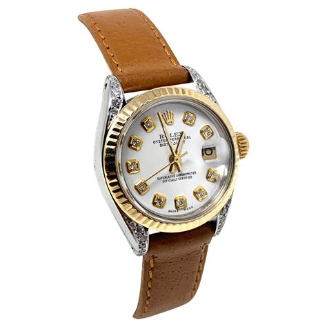 rolex for women white leather band|women's rolex with leather band.